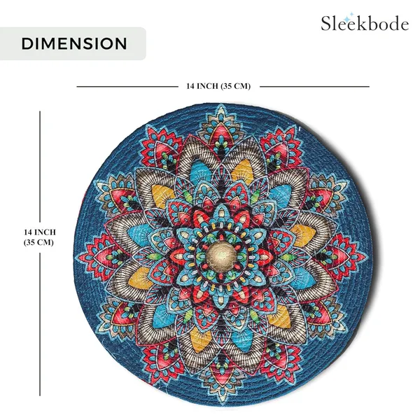 Set_of_4_Pcs_Blue_Rangoli_Cotton_Table_Mat_Bed_Side_Table_Mat_Round_Shape_Placemat_Side_Table_Placemat_For_Dining_Table