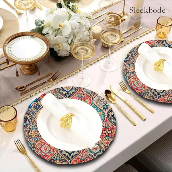Set_of_4_Pcs_Red_Yellow_Rangoli_Cotton_Table_Mat_Bed_Side_Round_Shape_Placemat_Side_Table_Cover_Round_Mat_Placemat_For_Dining_Table