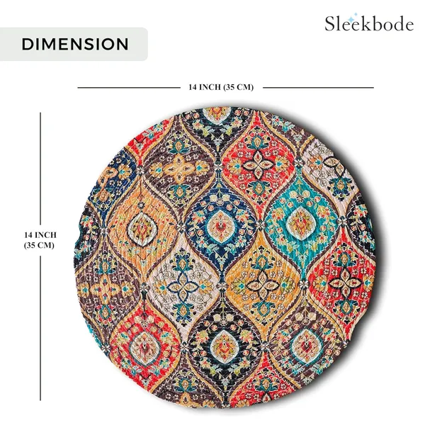 Set_of_4_Pcs_Red_Yellow_Rangoli_Cotton_Table_Mat_Bed_Side_Round_Shape_Placemat_Side_Table_Cover_Round_Mat_Placemat_For_Dining_Table