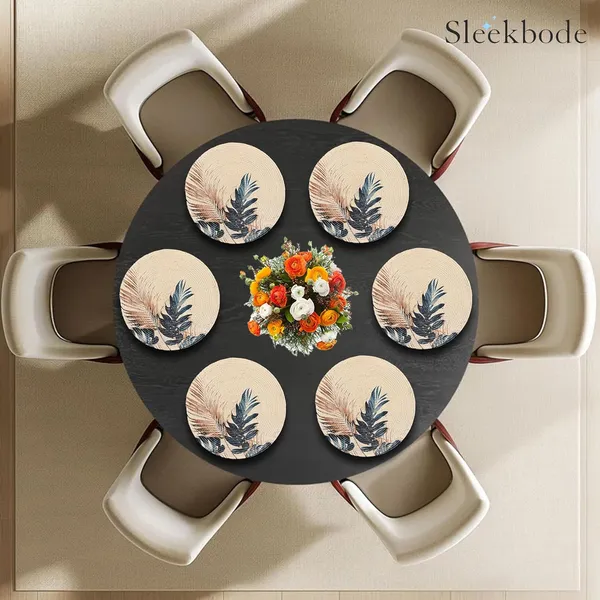 Set_Of_6_Pcs_White_&_Green_Leaf_Cotton_Table_Mat_Placemat_Bed_Side_Table_Mat_Cotton_Round_Shape_Placemat_Side_Table_Cover_Placemat_For_Dining_Table