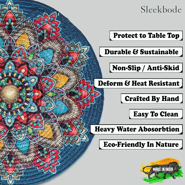 Set_of_2_Pcs_Blue_Rangoli_Cotton_Table_Mat_Bed_Side_Table_Mat_Round_Shape_Placemat_Side_Table_Placemat_For_Dining_Table