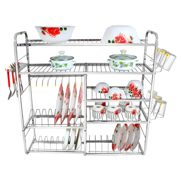 Silver_5_Shelf_Wall_Mount_Dish_Rack_Stainless_Steel_Kitchen_Organizer_For_Plates_Bowls_Utensils_30_X_32_Inch