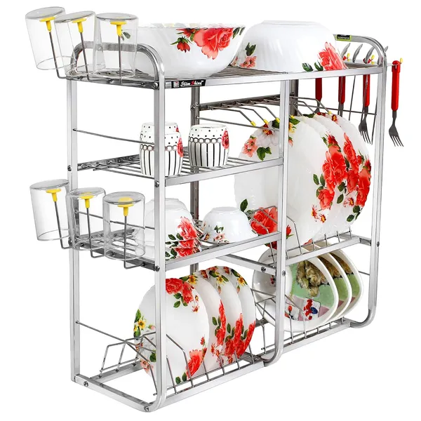 Silver_Kitchen_Dish_Rack_4_Tier_Shelf_Wall_Mount_Stainless_Steel_Plate_Utensil_Drying_Rack_Space_Saving_Storage_For_Plates_Bowls_Cups