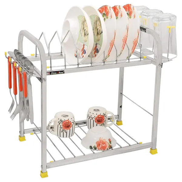 Silver_Stainless_Steel_2_Shelf_Kitchen_Dish_Rack_With_Plate_Cutlery_Stand