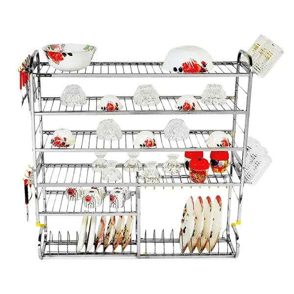 Silver_6_Shelf_Rack_Multi-Functional_Plate_And_Spoon_Storage_Solution_For_Effortless_Access