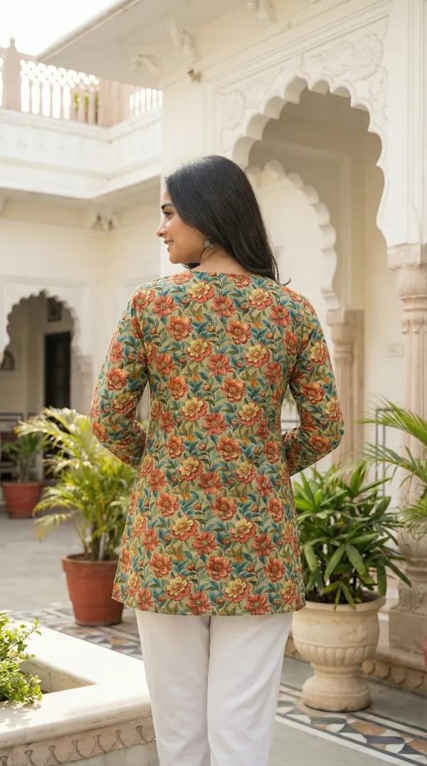 Light_Green_Block_Printed_Pure_Cotton_Short_Kurti_For_Women