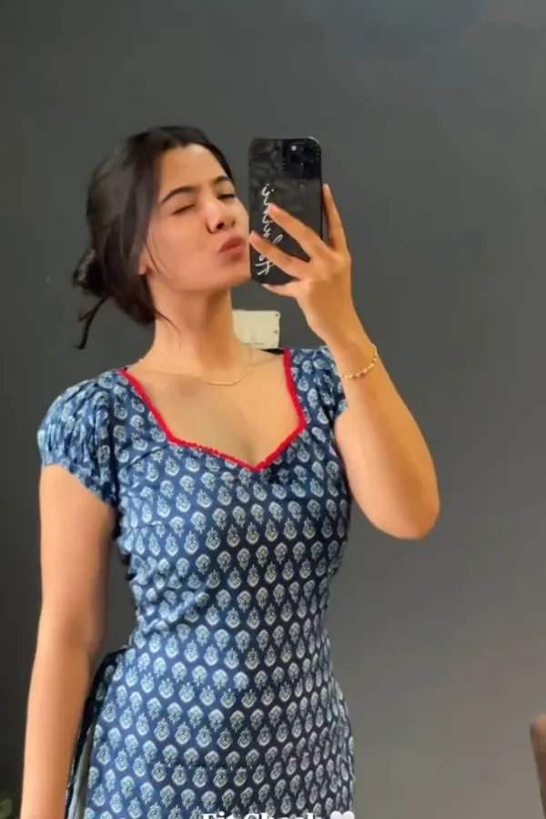 Light_Blue_Hand_Block_Printed_Pure_Cotton_Short_Kurti_For_Women