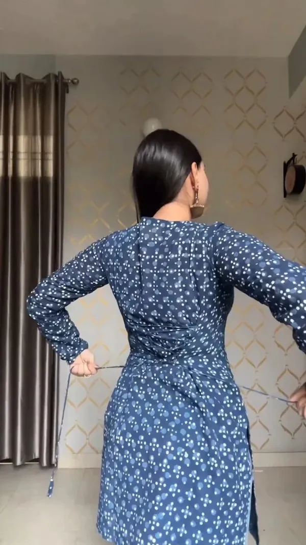 Blue_Hand_Block_Printed_Pure_Cotton_Short_Kurti_For_Women