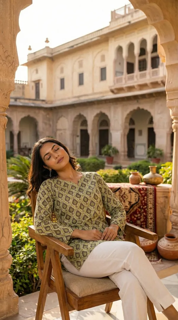 Light_Green_Block_Printed_Pure_Cotton_Short_Kurti_For_Women