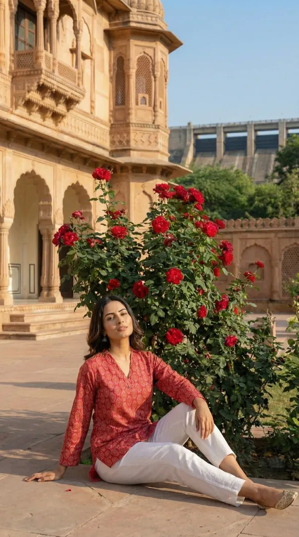 Red_Hand_Block_Printed_Pure_Cotton_Short_Kurti_For_Women