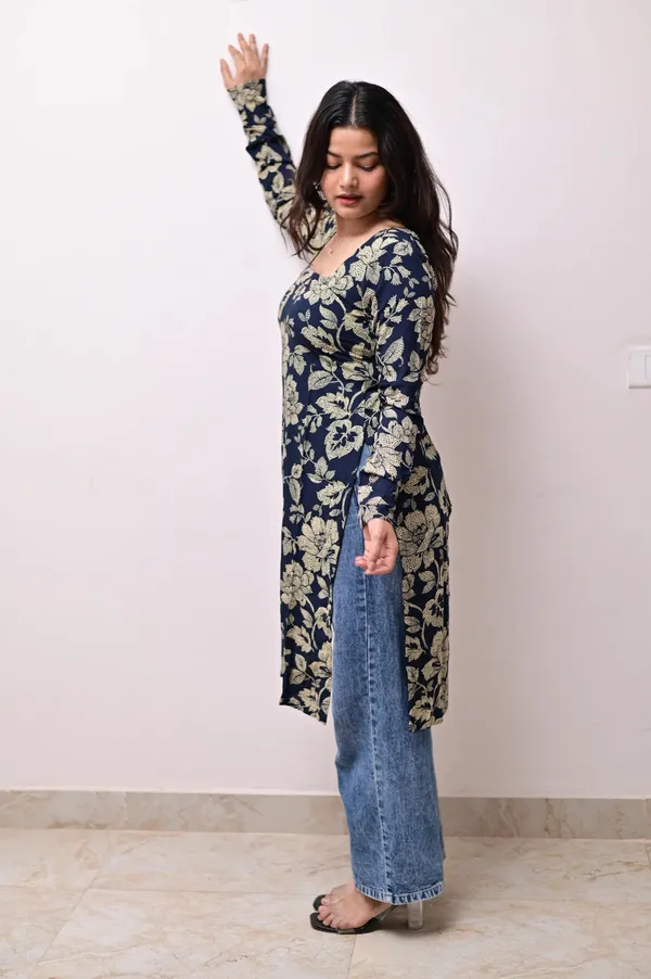 Blue_Hand_Block_Printed_Pure_Cotton_Kurti