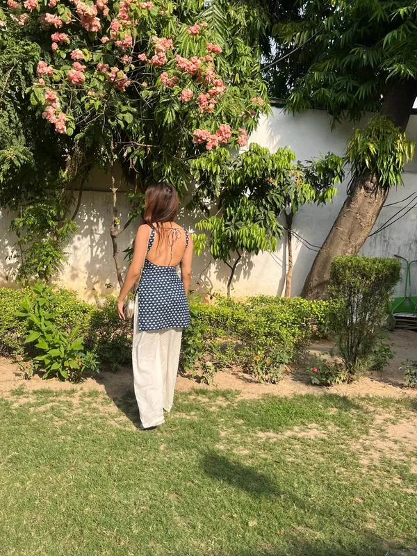 Light_Blue_Hand_Block_Printed_Pure_Cotton_Short_Kurti_For_Women