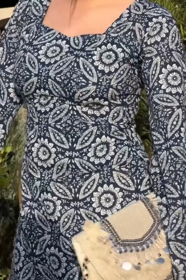 Light_Blue_Hand_Block_Printed_Pure_Cotton_Short_Kurti_For_Women