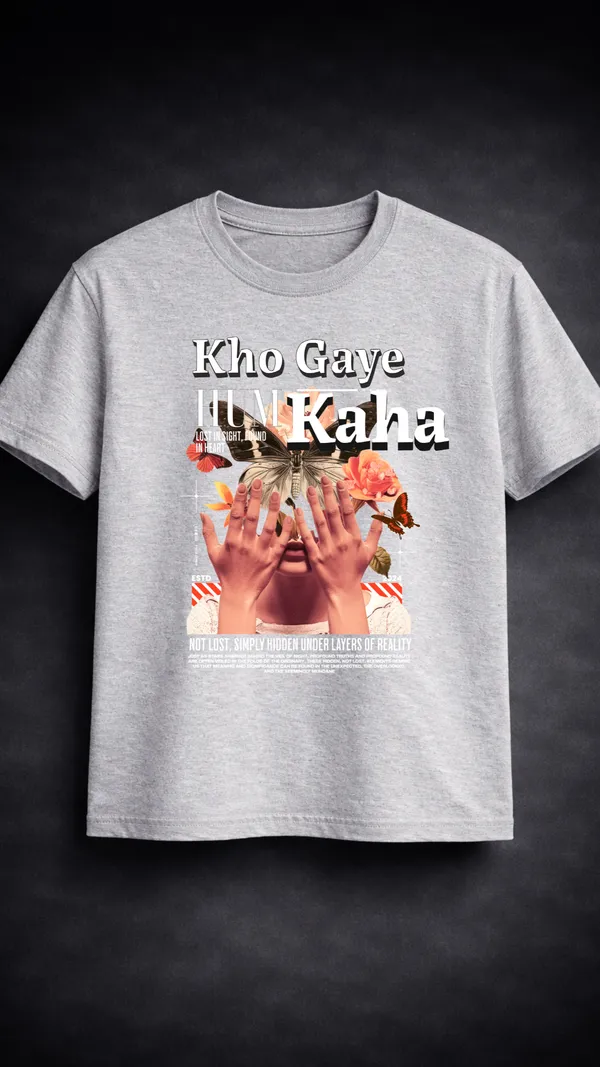 Grey_Cotton_Regular_Fit_Kho_Gaye_Hum_Kaha_Graphic_T-Shirt_For_Unisex