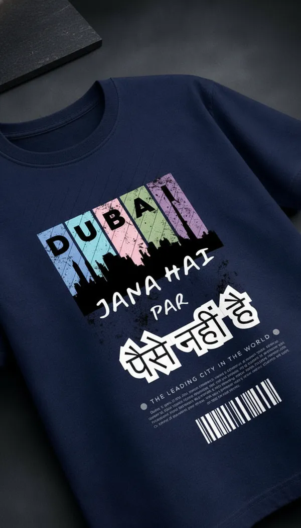 Blue_Cotton_Regular_Fit_Dubai_Graphic_Print_T-Shirt_For_Unisex