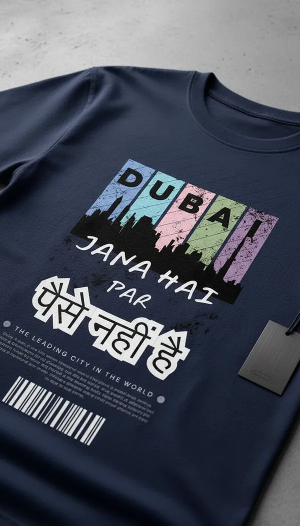 Blue_Cotton_Regular_Fit_Dubai_Graphic_Print_T-Shirt_For_Unisex
