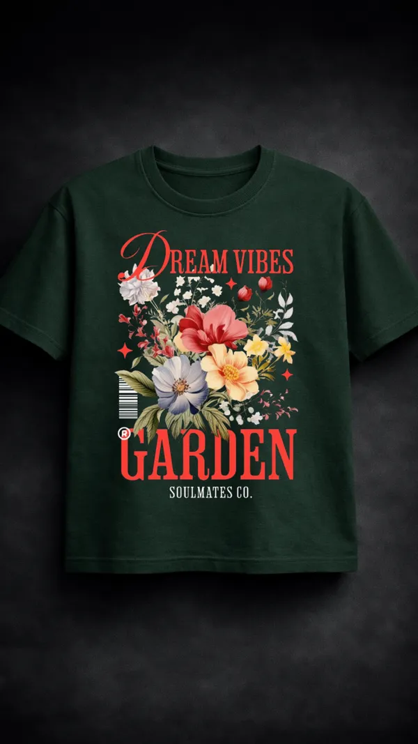 Green_Cotton_Regular_Fit_Dream_Vibes_Floral_Graphic_T-Shirt_For_Unisex