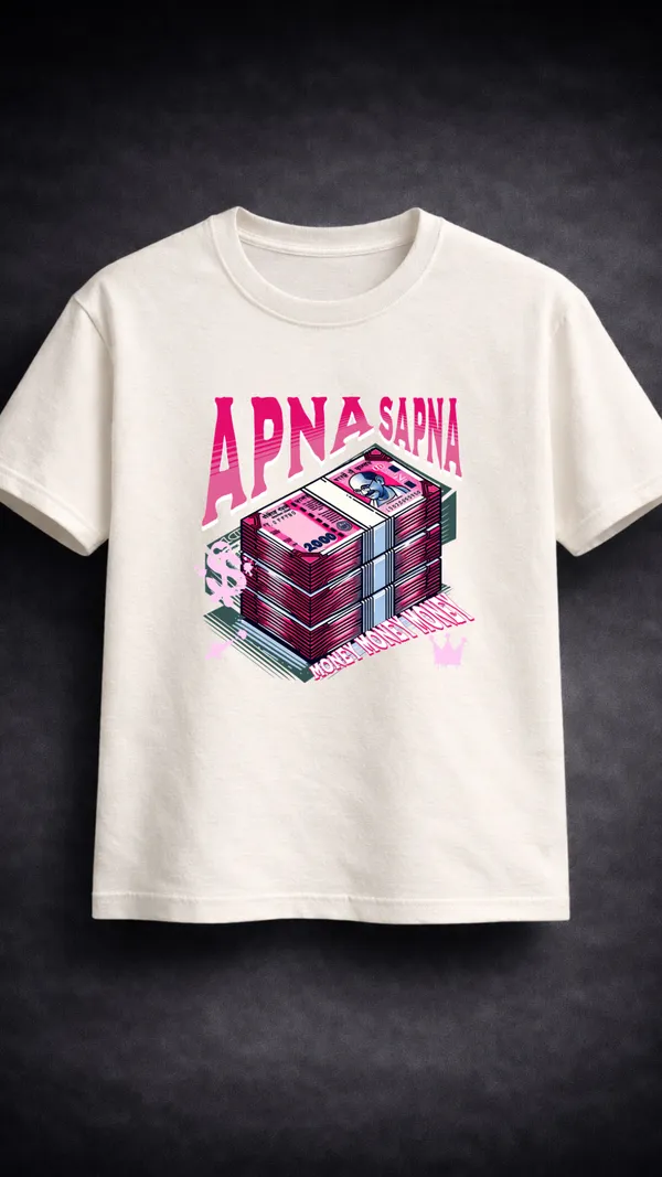 White_Cotton_Regular_Fit_Apna_Sapna_Money_Graphic_T-Shirt_For_Unisex