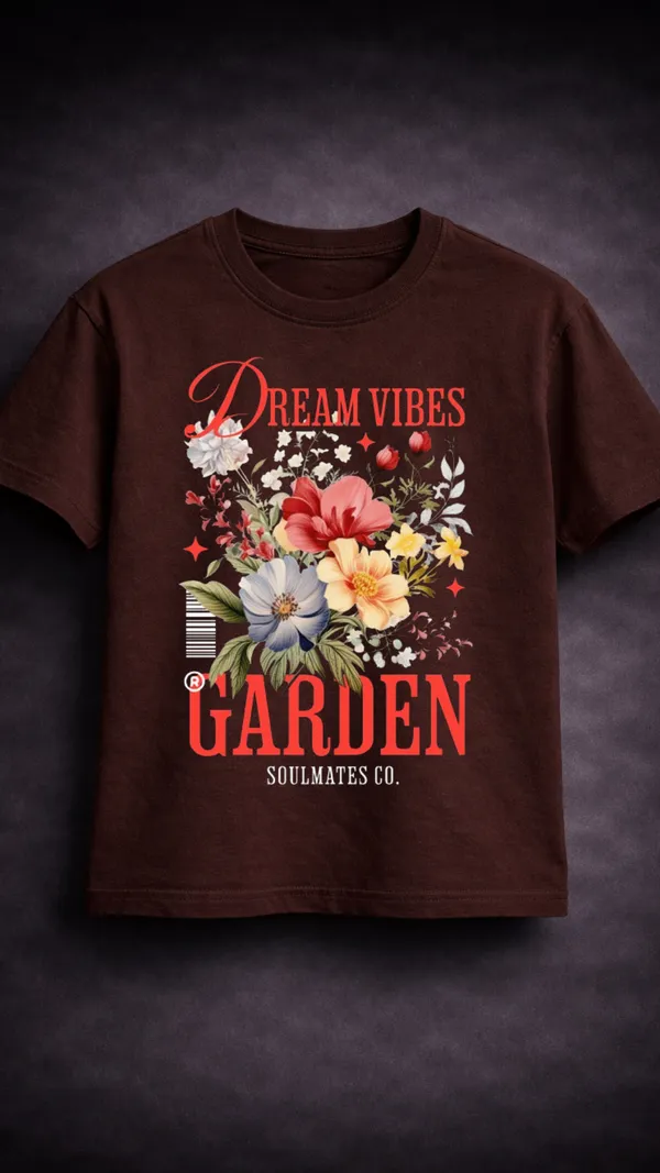 Brown_Cotton_Regular_Fit_Dream_Vibes_Floral_Graphic_T-Shirt_For_Unisex