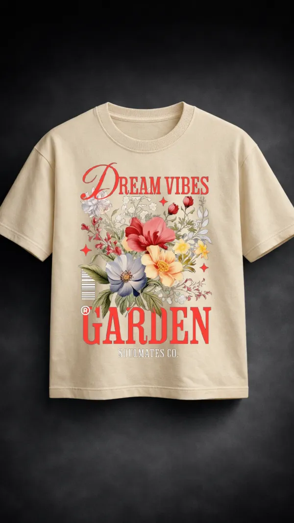Beige_Cotton_Oversized_Dream_Vibes_Floral_Graphic_T-Shirt_For_Unisex