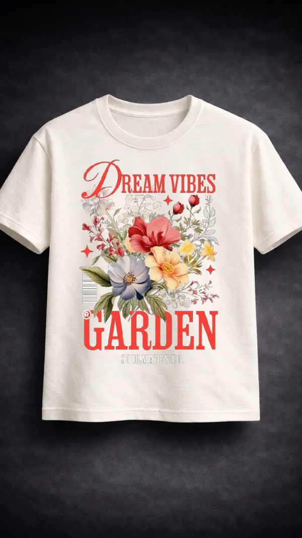 White_Cotton_Regular_Fit_Dream_Vibes_Floral_Graphic_T-Shirt_For_Unisex
