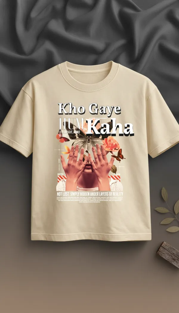 Beige_Cotton_Oversized_Kho_Gaye_Hum_Kaha_Graphic_T-Shirt_For_Unisex
