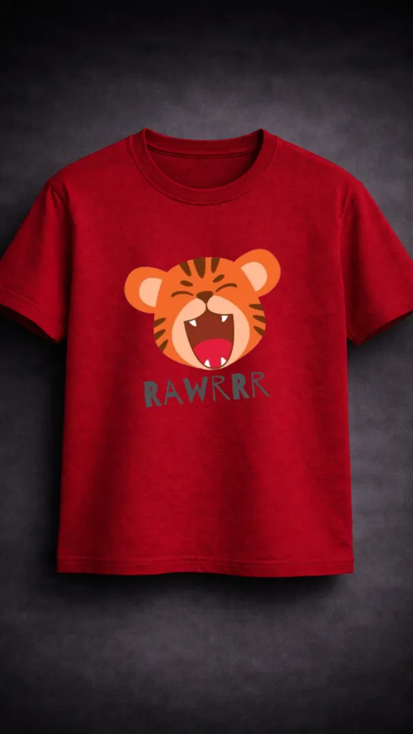 Red_Cotton_Tiger_Graphic_T-Shirt_For_Unisex