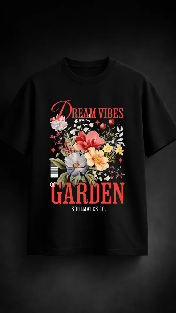 Black_Cotton_Floral_Graphic_T-Shirt_For_Unisex