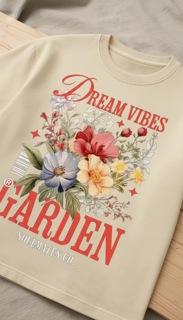 Beige_Cotton_Oversized_Dream_Vibes_Floral_Graphic_T-Shirt_For_Unisex