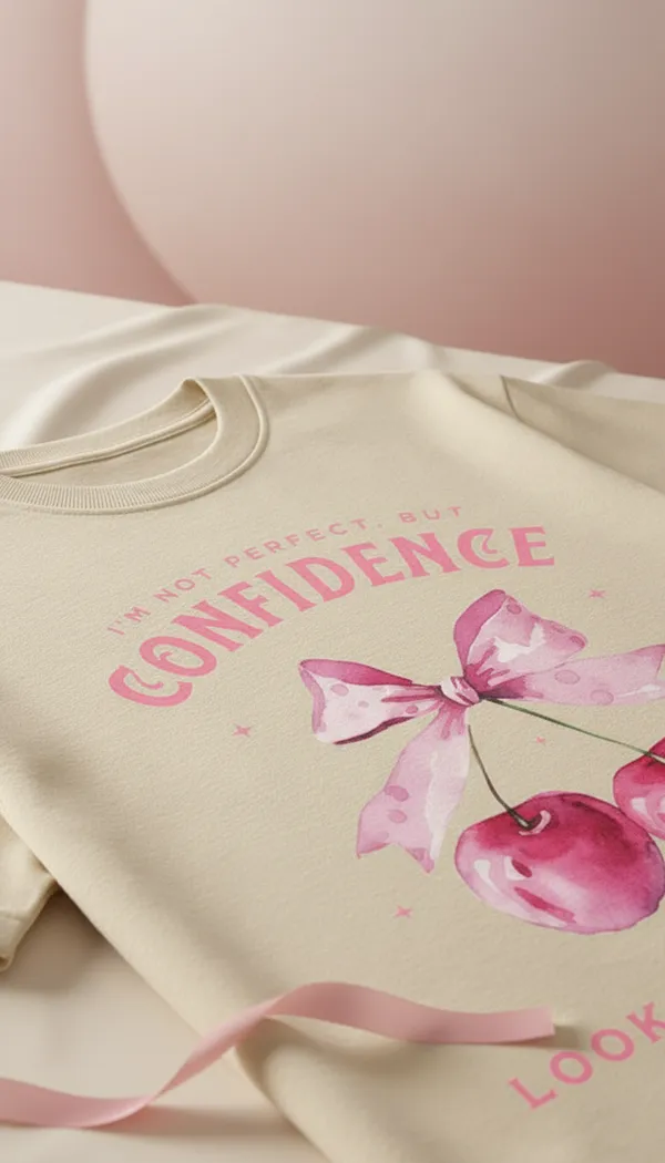 Beige_Cotton_Graphic_Confidence_Pink_Cherry_Print_T-Shirt_For_Unisex