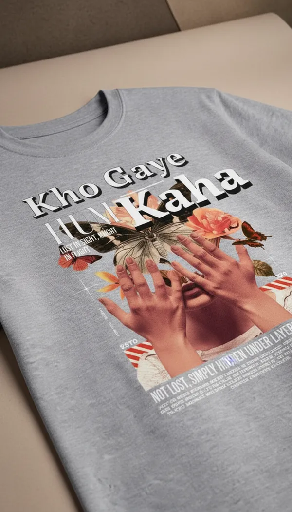 Grey_Cotton_Regular_Fit_Kho_Gaye_Hum_Kaha_Graphic_T-Shirt_For_Unisex