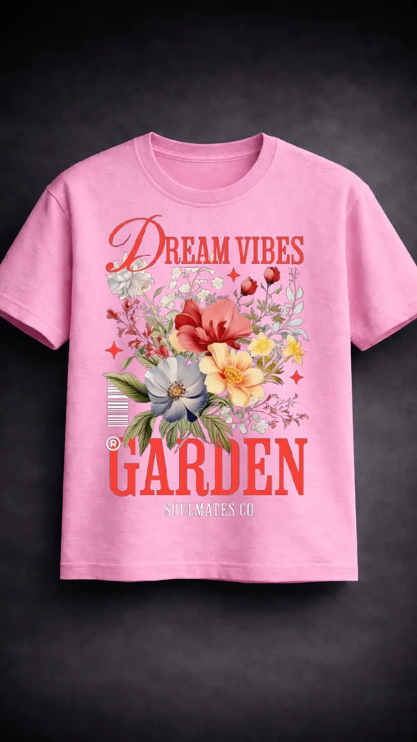 Pink_Cotton_Regular_Fit_Dream_Vibes_Floral_Graphic_T-Shirt_For_Unisex