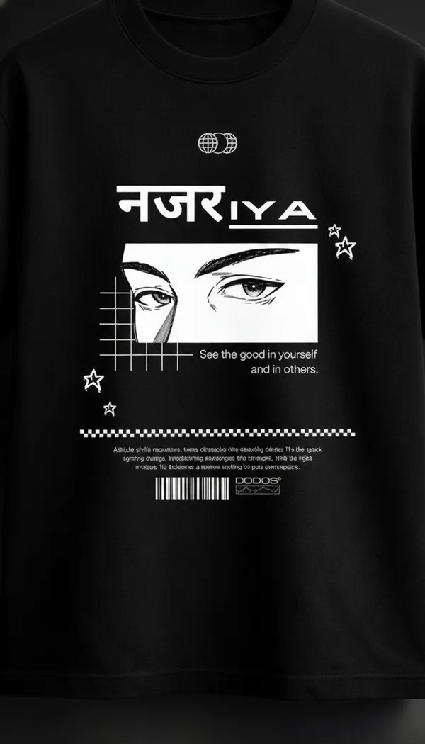 Black_Cotton_Anime_Eyes_Graphic_T-Shirt_For_Unisex