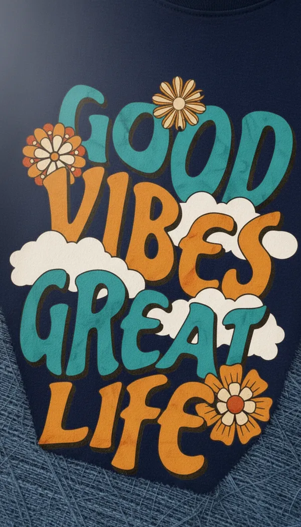 Navy_Blue_Cotton_Graphic_Good_Vibes_Great_Life_Print_T-Shirt_For_Unisex