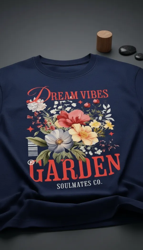 Navy_Blue_Cotton_Floral_Graphic_T-Shirt_For_Unisex