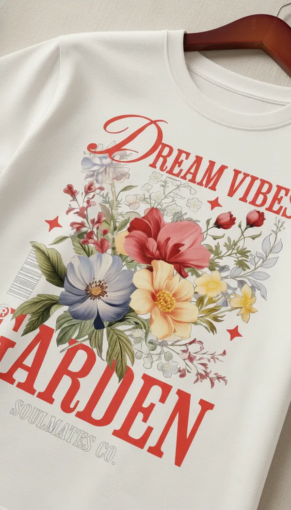 White_Cotton_Regular_Fit_Dream_Vibes_Floral_Graphic_T-Shirt_For_Unisex