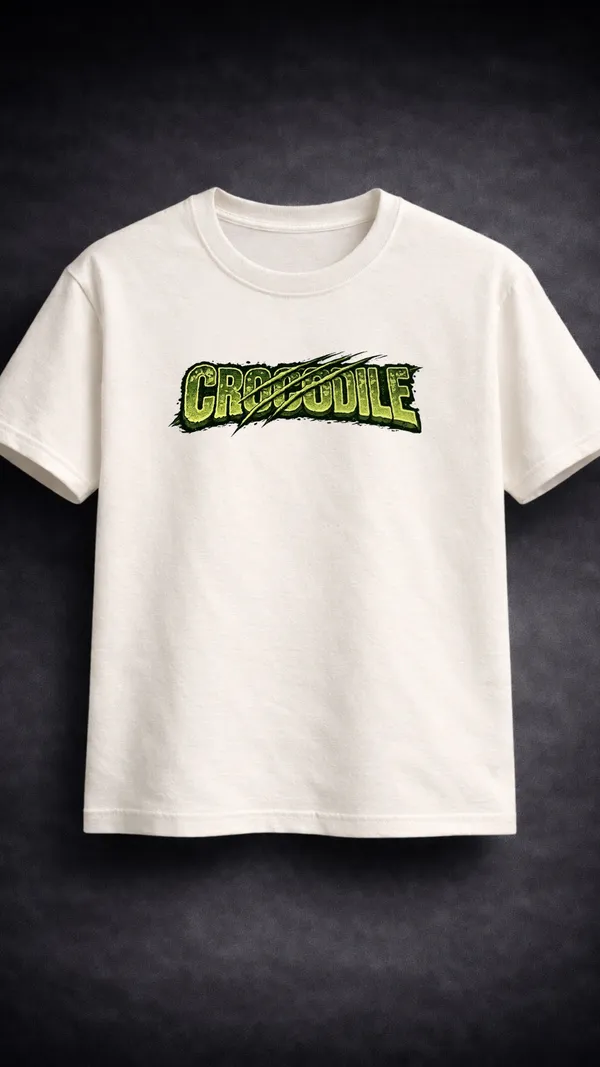 White_Cotton_Crew_Neck_Crocodile_Graphic_T-Shirt_For_Unisex