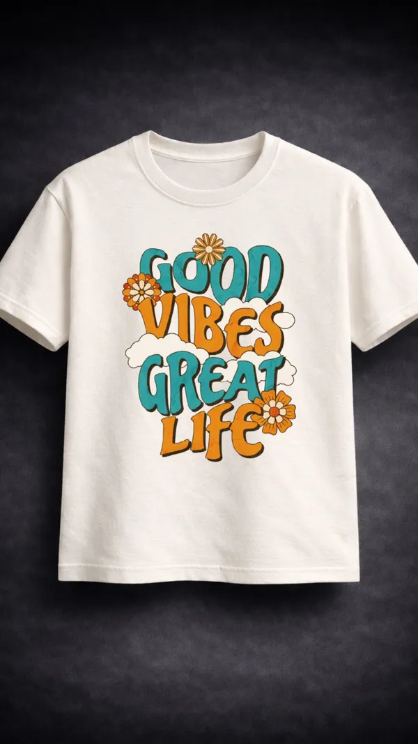 White_Cotton_Relaxed_Fit_Good_Vibes_Graphic_T-Shirt_For_Unisex