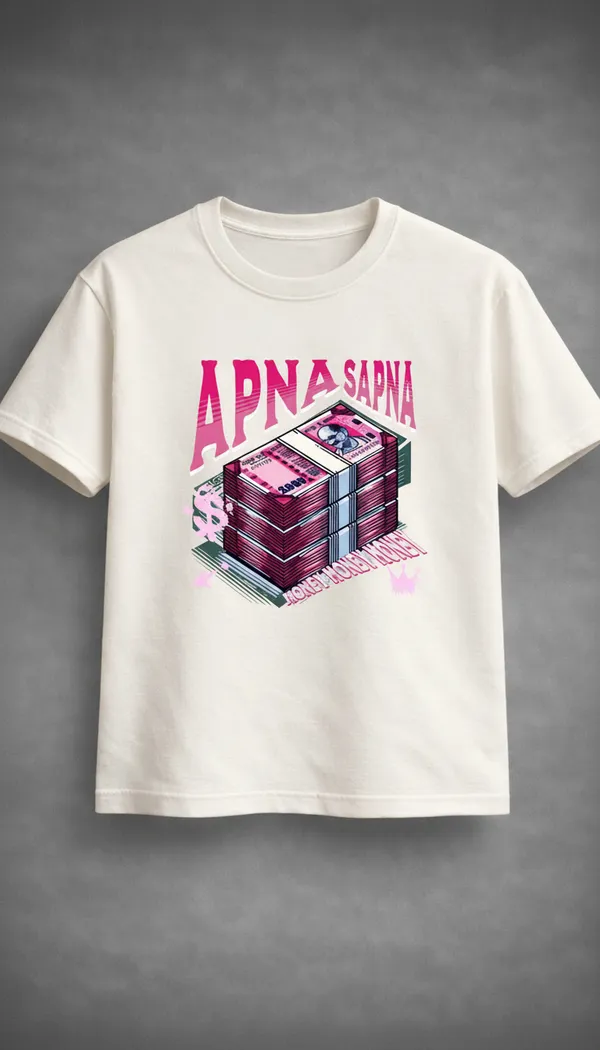 White_Cotton_Regular_Fit_Apna_Sapna_Money_Graphic_T-Shirt_For_Unisex