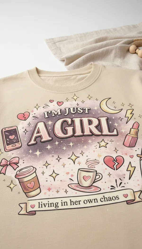 Beige_Cotton_Oversized_Im_Just_A_Girl_Chaos_Graphic_T-Shirt_For_Unisex