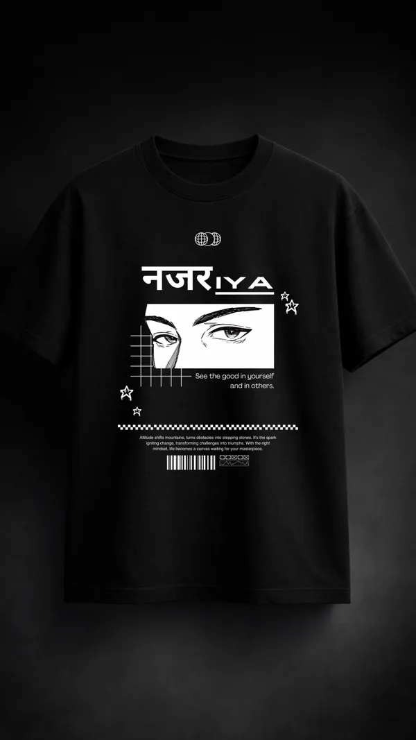 Black_Cotton_Anime_Eyes_Graphic_T-Shirt_For_Unisex