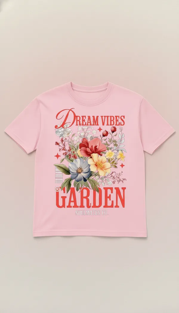 Pink_Cotton_Regular_Fit_Dream_Vibes_Floral_Graphic_T-Shirt_For_Unisex