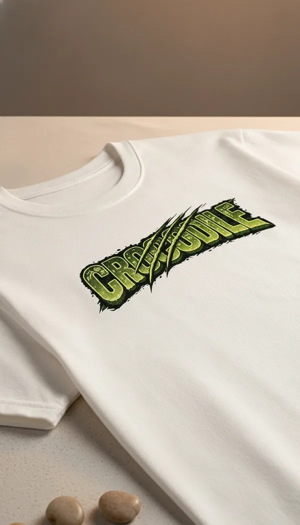 White_Cotton_Crew_Neck_Crocodile_Graphic_T-Shirt_For_Unisex
