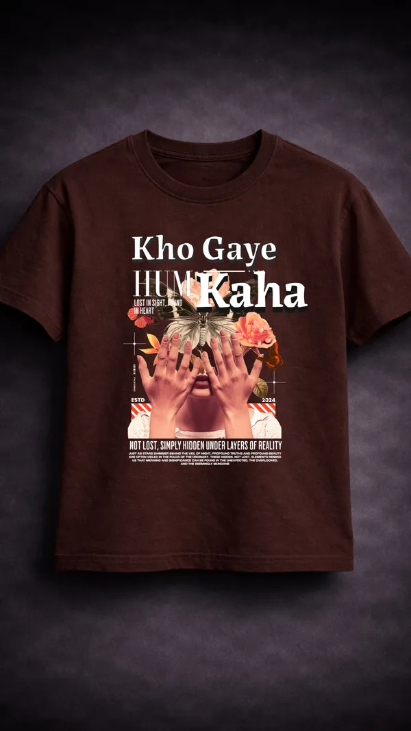 Brown_Cotton_Graphic_Kho_Gaye_Hum_Kaha_Print_T-Shirt_For_Unisex