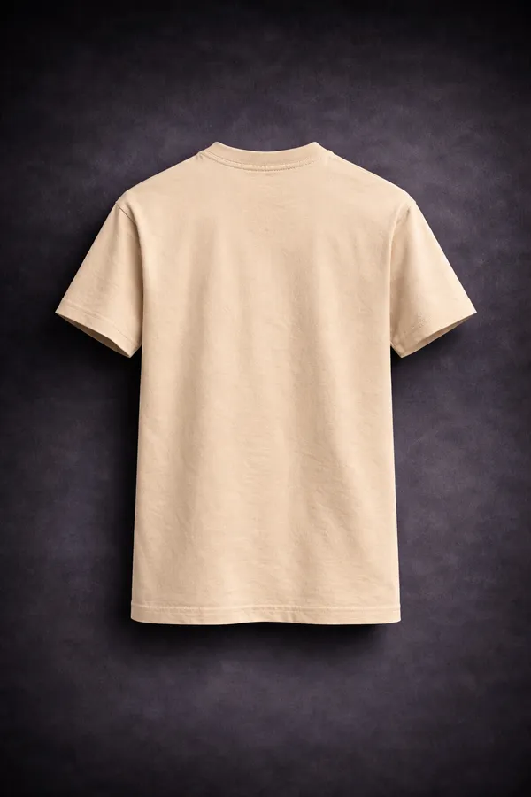 Beige_Cotton_Regular_Fit_Plain_Crew_Neck_T-Shirt_For_Unisex