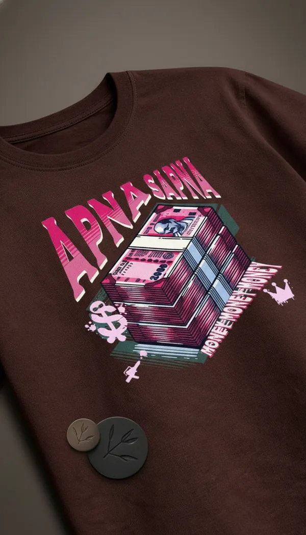 Brown_Cotton_Graphic_Apna_Sapna_Money_Hustle_T-Shirt_For_Unisex