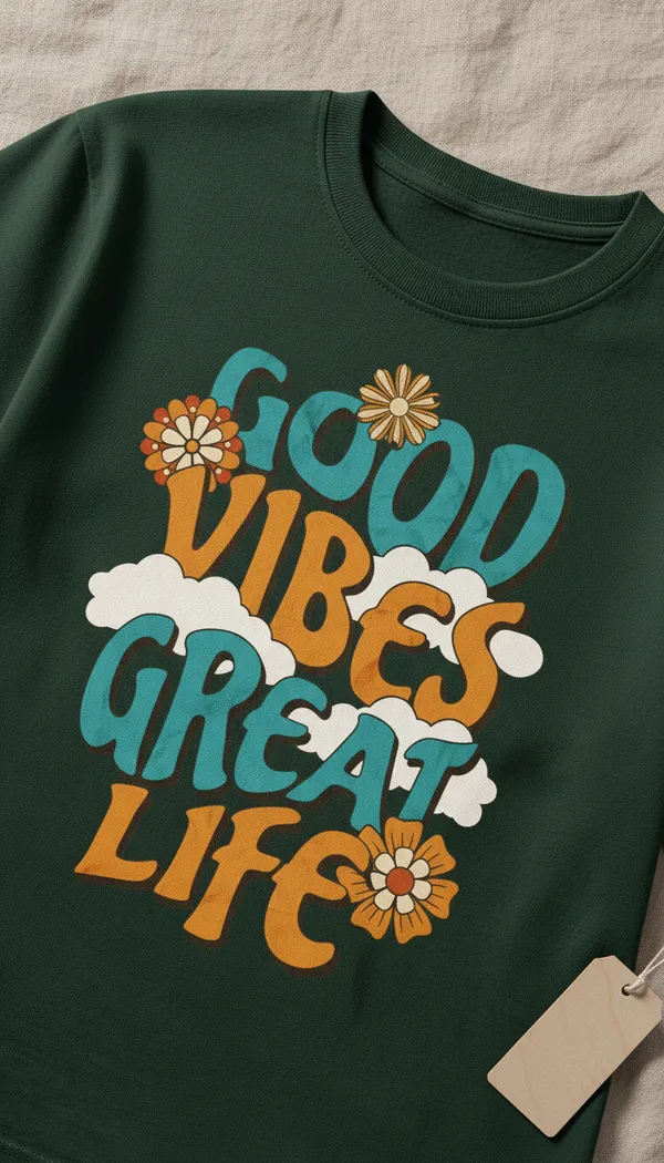 Green_Cotton_Regular_Fit_Good_Vibes_Graphic_T-Shirt_For_Unisex