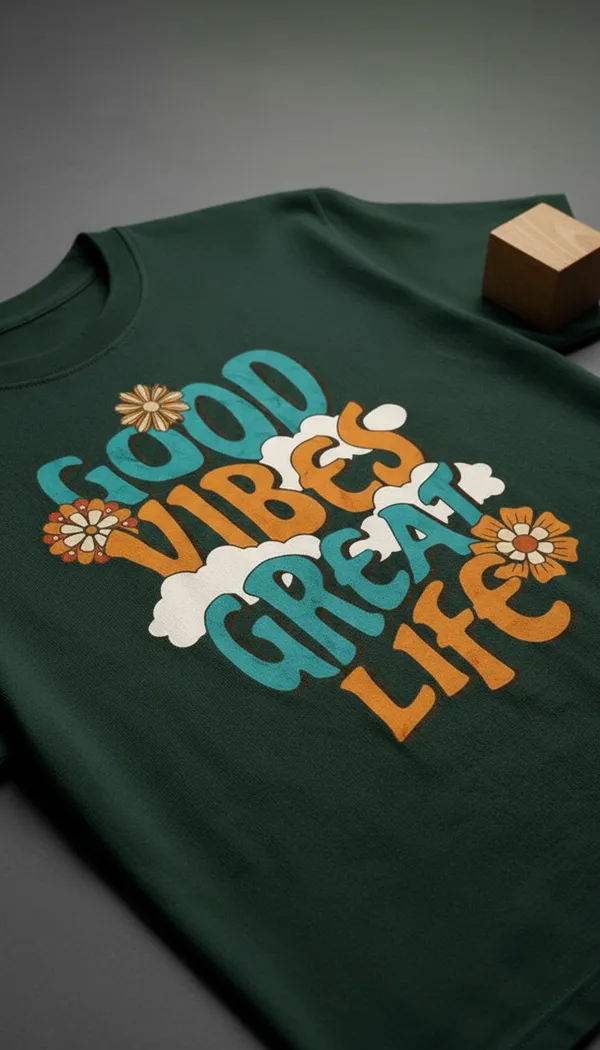 Green_Cotton_Regular_Fit_Good_Vibes_Graphic_T-Shirt_For_Unisex