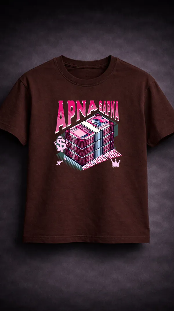 Brown_Cotton_Graphic_Apna_Sapna_Money_Hustle_T-Shirt_For_Unisex