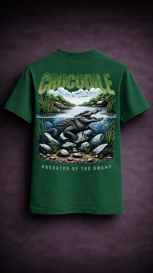 Green_Cotton_Regular_Fit_Crocodile_Graphic_Print_T-Shirt_For_Unisex